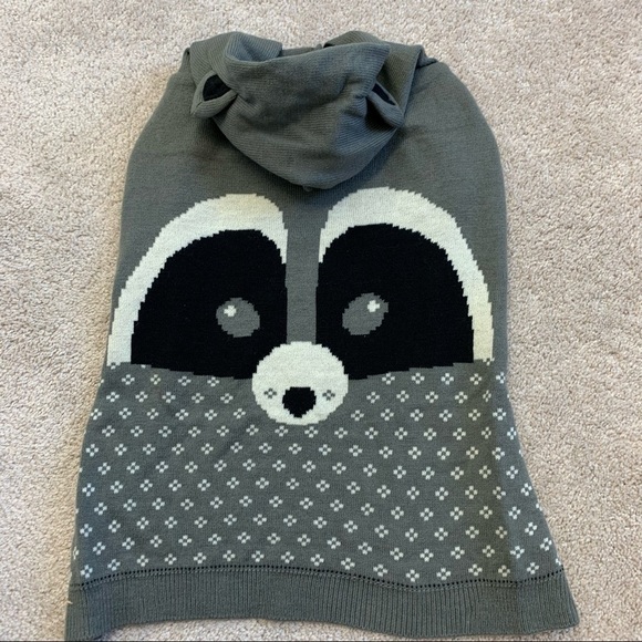 𝅺MARTHA Stewart gray raccoon hooded knit sweater XL - Picture 3 of 8